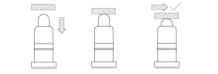 Pogo Pin 介紹插圖13 垂直下壓時(shí),工件和彈簧針接觸